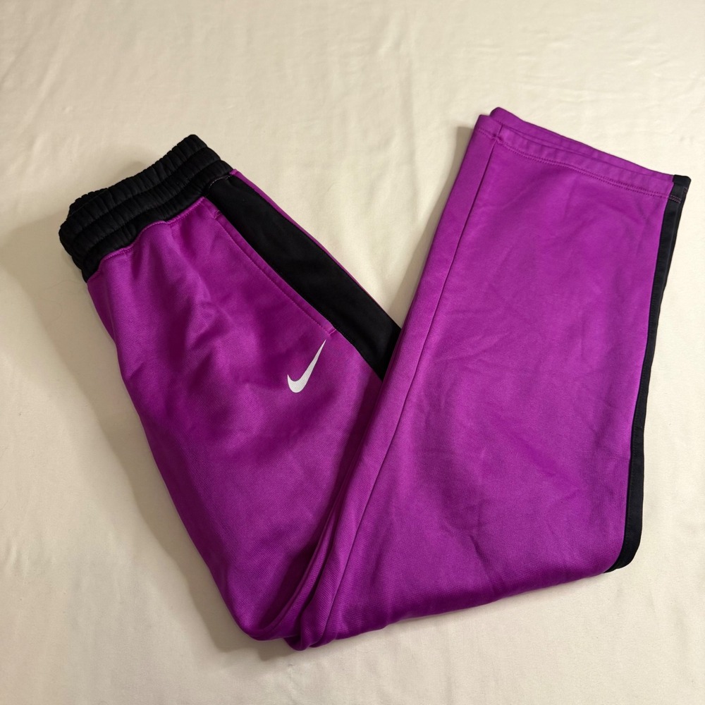 Nike Kids Therma-FIT Purple Black Side Stripe Athletic Pants Large